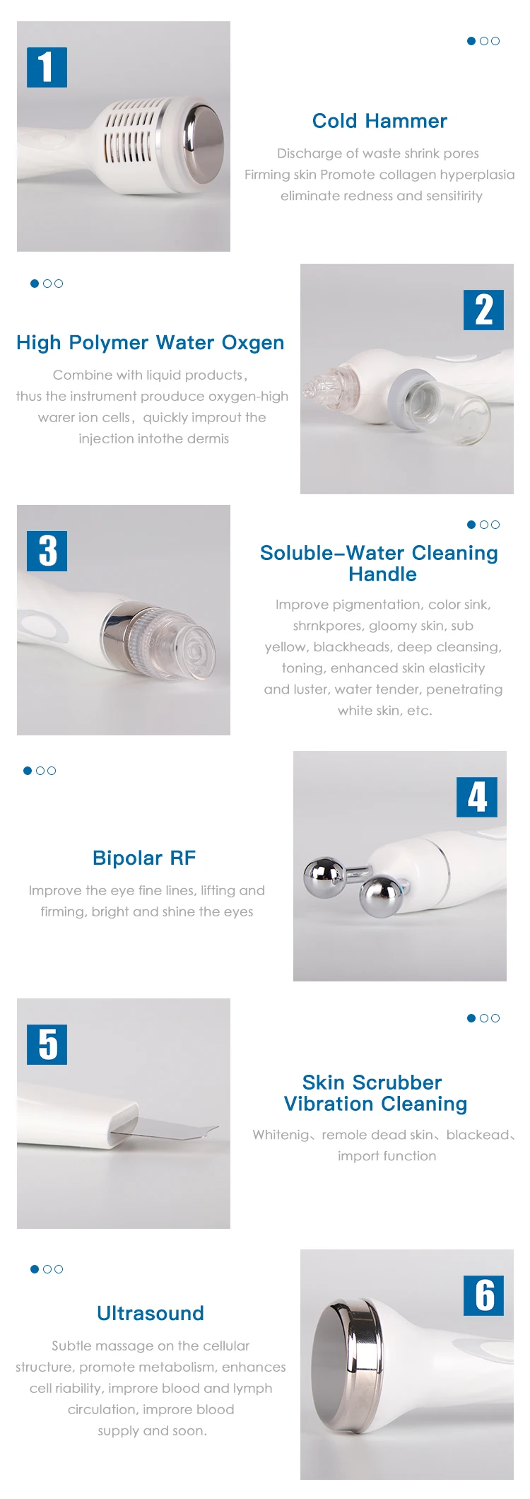 6 в 1 водородный кислорода пузырьков функция машина, уход за кожей, спа-салон красоты оборудование