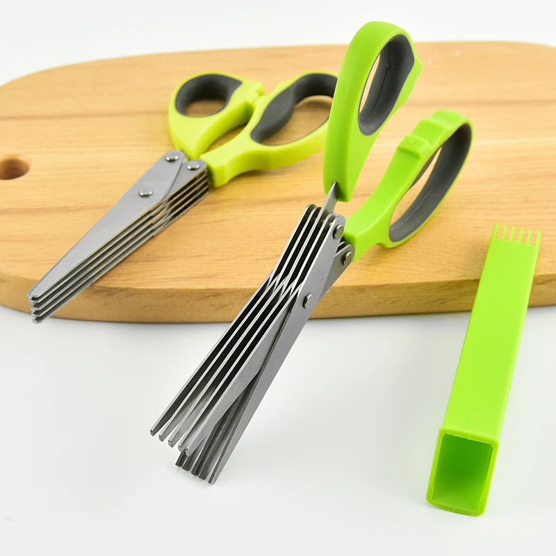 Professional Kitchen Scissors Stainless Steel 5 Blades Tailor Herb With