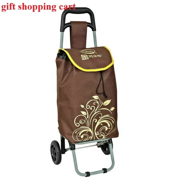 Hot Selling Folding Portable Oxford Cloth Gift Six Wheels Shopping Cart for Supermarket
