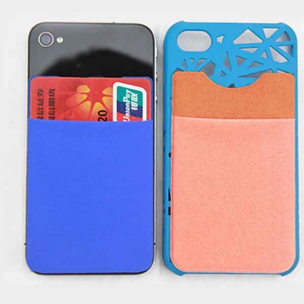 Custom full color brand lycra cloth card wallet with M sticker