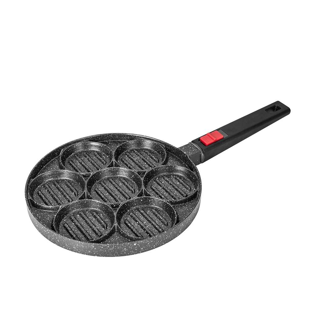 7 hole Non-stick Aluminium detachable handle fry pan fried egg pan pancake mold pancake maker breakfast pan egg waffle fryer pot