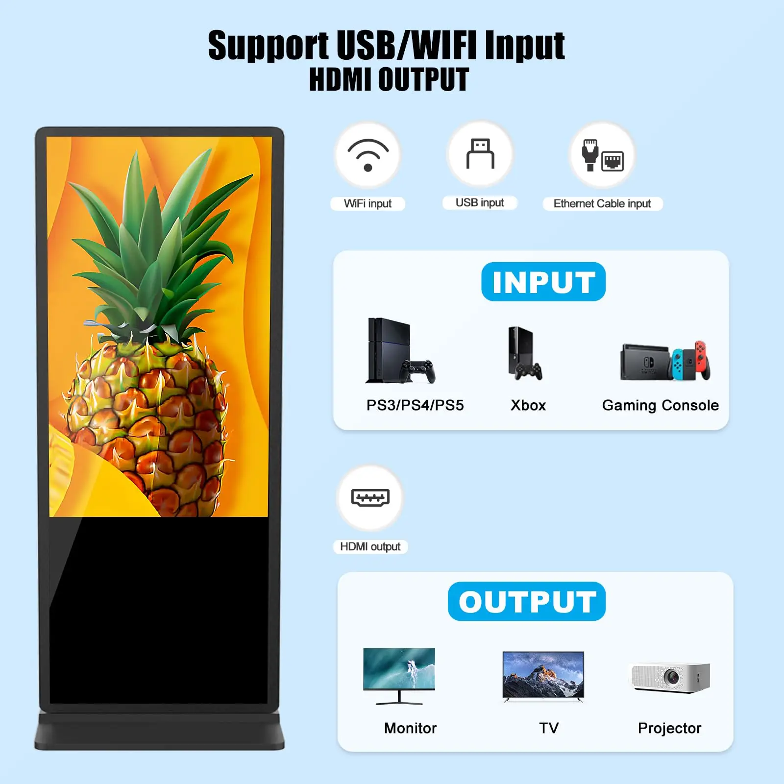 50 Inch Digital Signage Kiosk Non-touchscreen 1GB+8GB Android Lcd Digital Signage Commercial Interactive Advertising Display