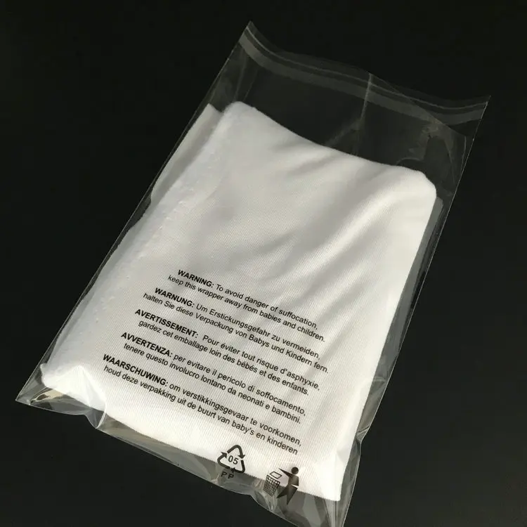 
Custom Cellophane Polybag Packaging Clear Plastic Opp Poly Bag with Suffocation Warning Bags 