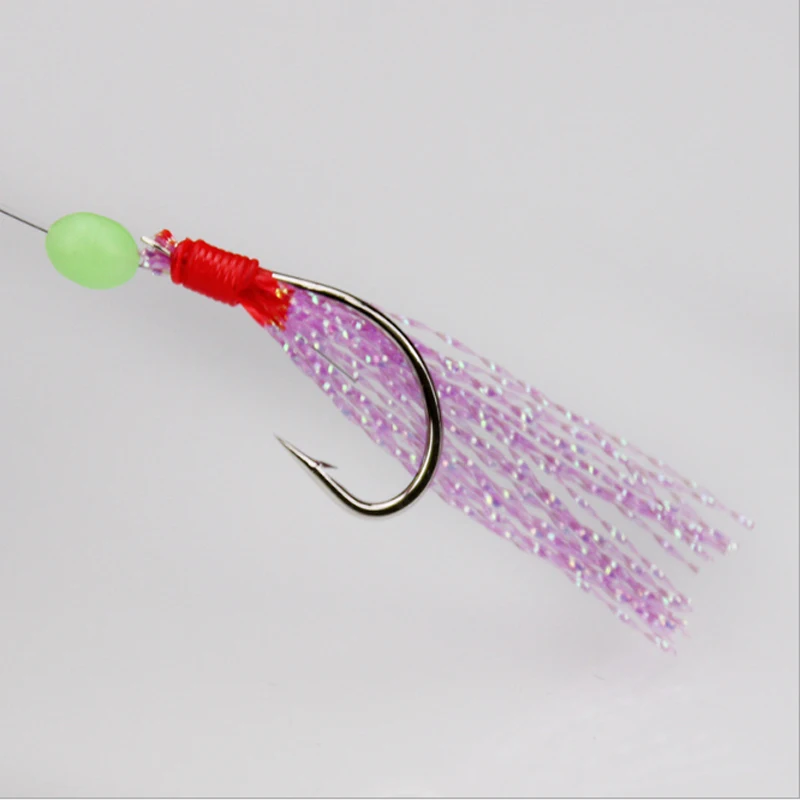 Jetshark 7-15# Sabiki Fishing Rigs Bait Freshwater Saltwater Colorful Feather Hooks 6 Hooks Pink Sabiki Rigs String Hook