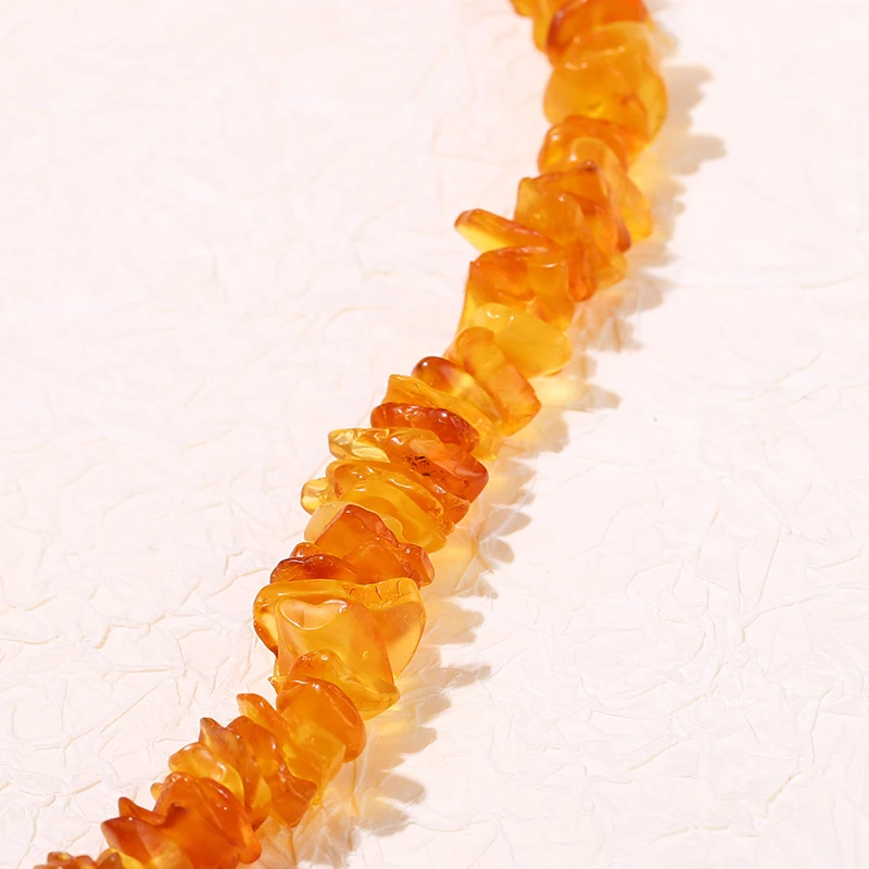 JD GEMS Handmade Baroque Style Irregular 100% Real Original Amber Beads Jewelry Natural Beeswax Amber Gravel Necklace