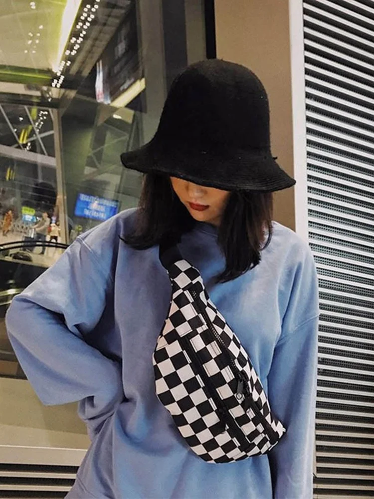 Fashion Checkered Belt Bag  Leisure Crossbody Fanny Pack Women Waist Bum Bags