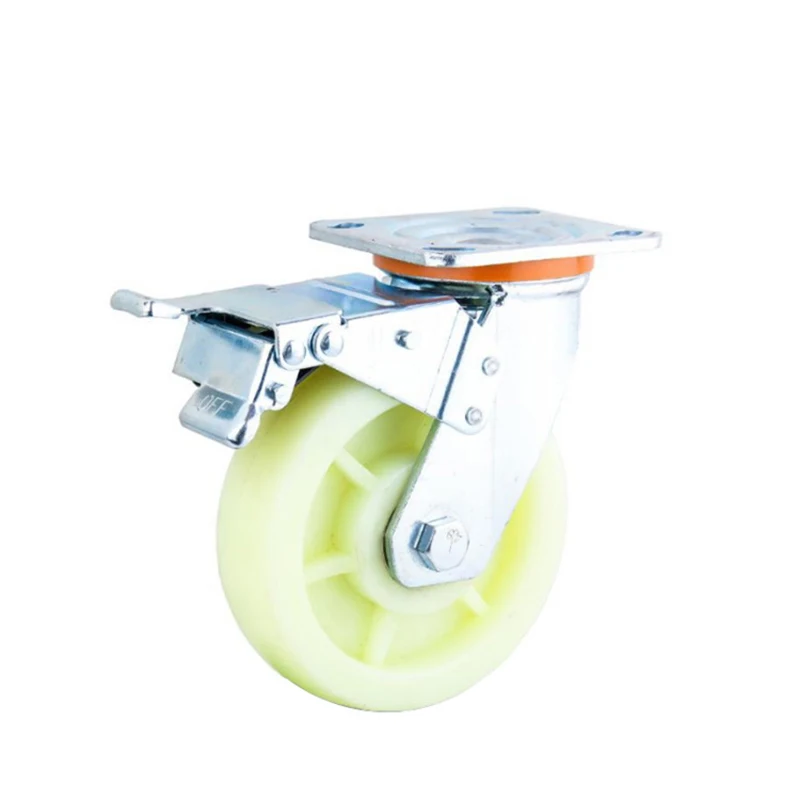 High Quality  4/5/6/8 Inch Milk White Double Bearing Nylon Or PP Wheel Top Plate Caster Wheels