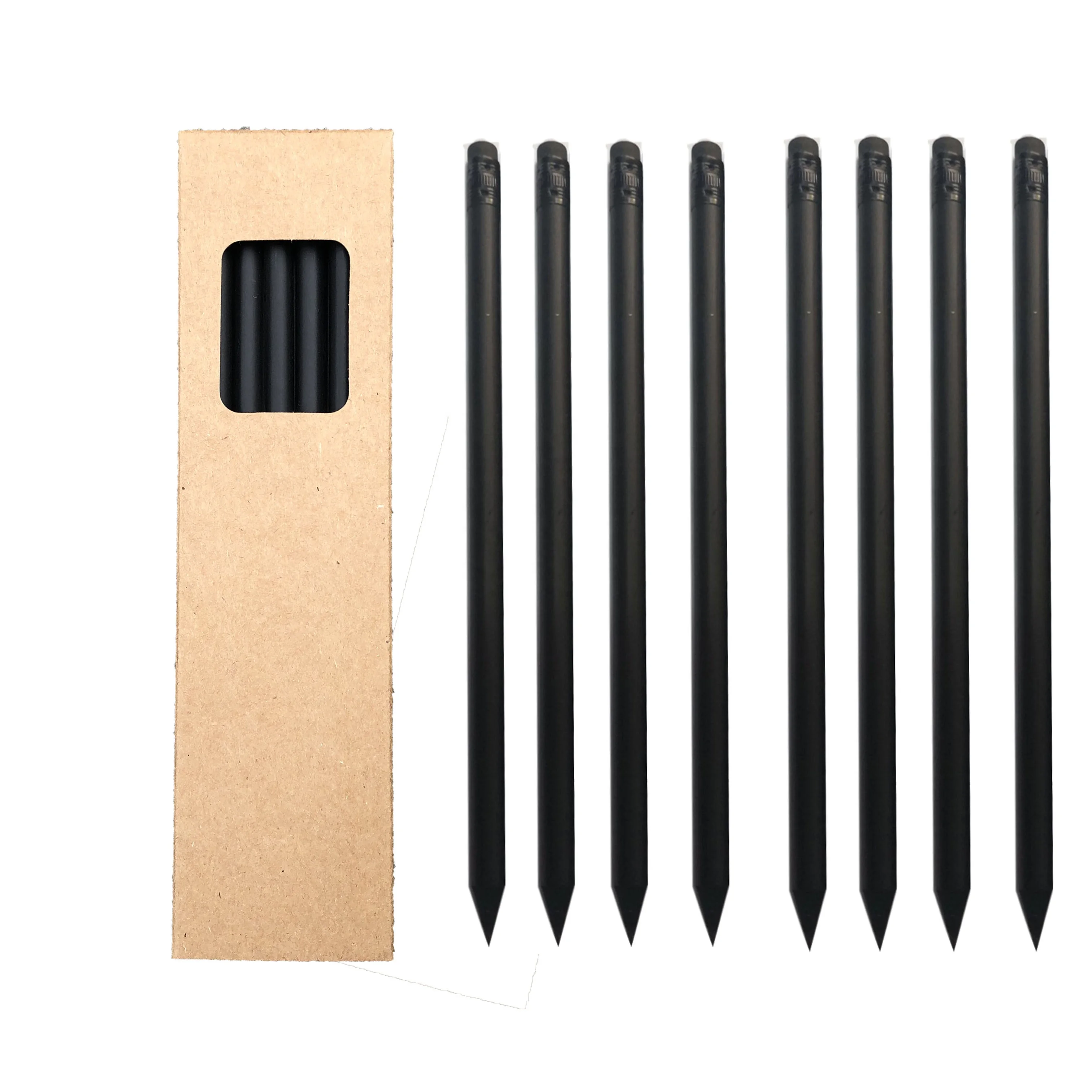 
Custom graphite #2 HB black wood pencil set with eco-friendly kraft paper box,12pcs,gifts for school and office 
