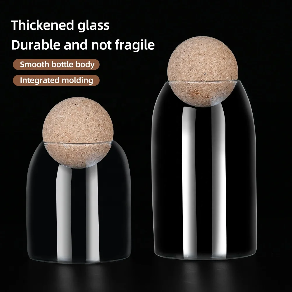 Wholesale cheap 3pcs Airtight Seal High borosilicate glass jar with cork ball lid