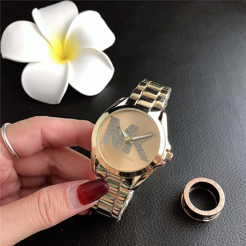 Personalized diamond letter watch European and American best-selling brand Geneva golden hand watch