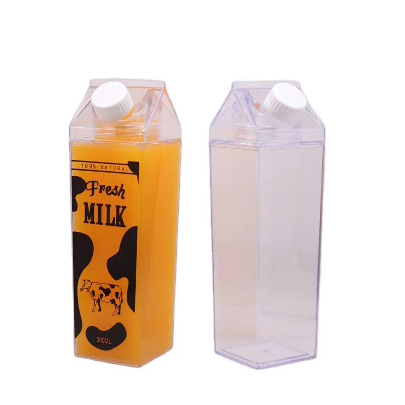 MAYSURE Custom Label 750ml 1000ml Plastic Milk Tumbler Cups Travel Sports Milk Carton Shape Box Bottle With Screw Cap