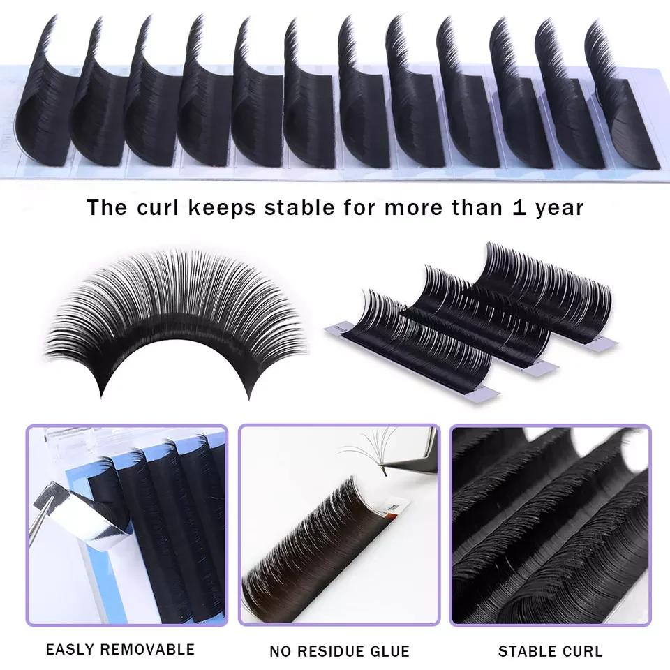 Private Label Korea Silk Mink Eyelash Extension Premium Silk Pbt Individual Lashes Extension