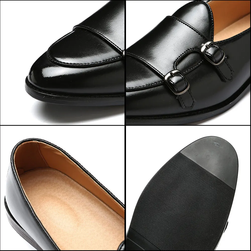 37-48 Big Size Men Women Black Smoking Slippers Buckle Causal Business Loafers Shoe Wedding Dress Shoe 202-1