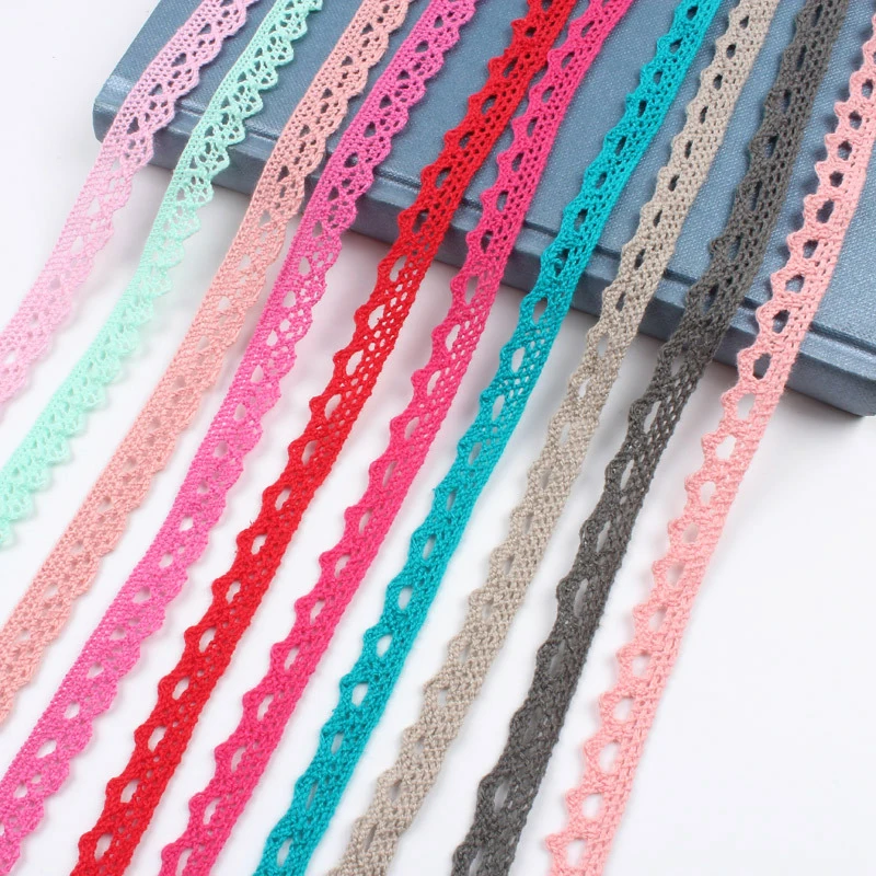 Wholesale Lot Stock 1cm 1.3cm 2cm Crochet embroidery lace trim border lace trim Multicolor cotton lace trim