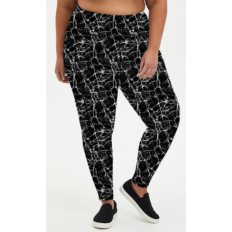 Новинка, инновационный продукт, модная одежда для фитнеса, женские леггинсы большого размера с мраморным принтом, леггинсы с цифровым комиксным принтом
