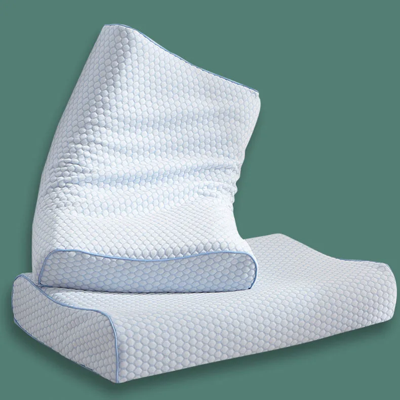 Premium Natural Latex Pillow with Memory Foam Curved Plane Cervical Neck Support Custom Thread Count for Pressure Relief