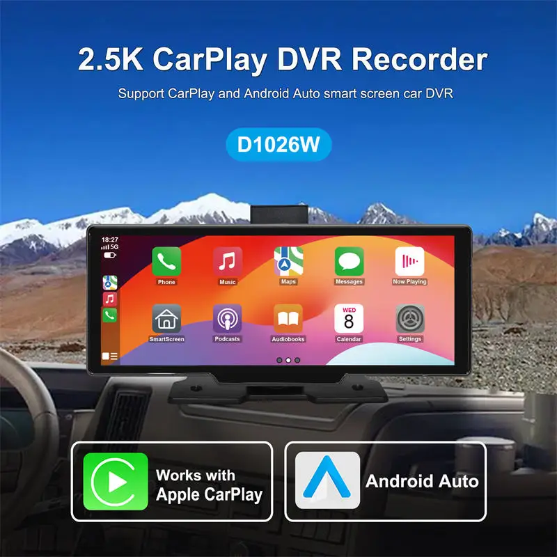 Автомобильный экран с видеорегистратором портативный CarPlay Android Auto Monitor Dual DVR 1080P задняя камера Универсальный