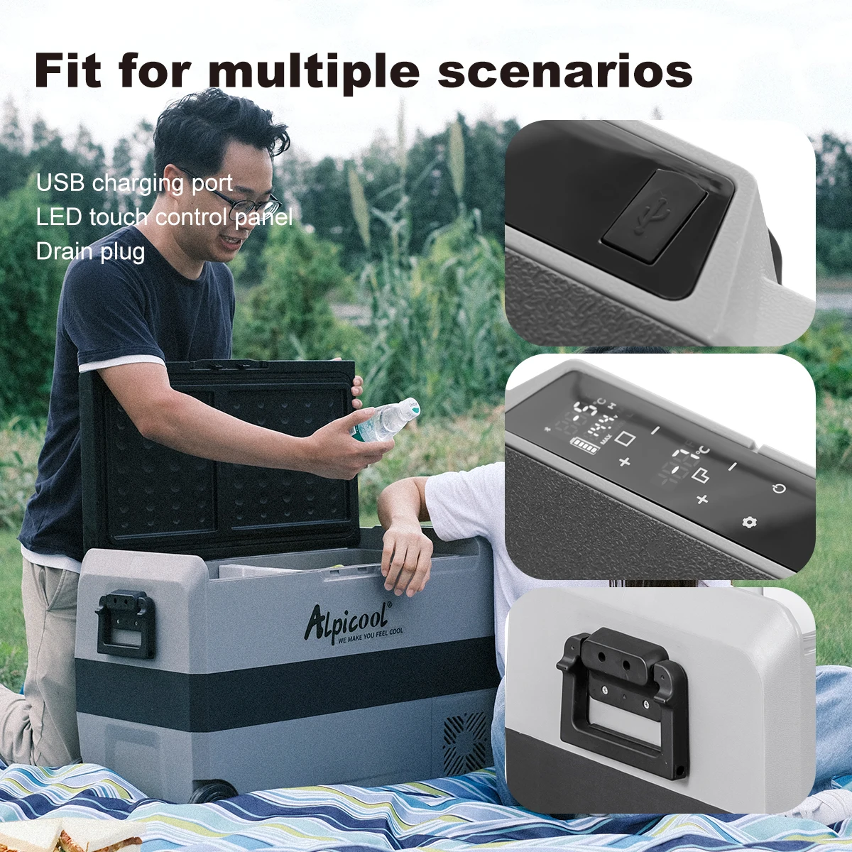 T50 AC/DC 12v 24v 100-240v Alpicool compressor portable camping car fridge refrigerator freezer car and home dual use