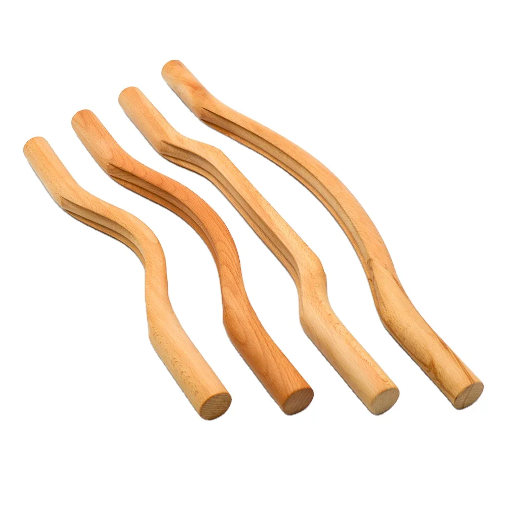 Full Body Theray Wood Gua Sha Massage Tools Set 4 in 1 Massage Stick Guasha Deep Scraping Theray Tool Wood Guasha