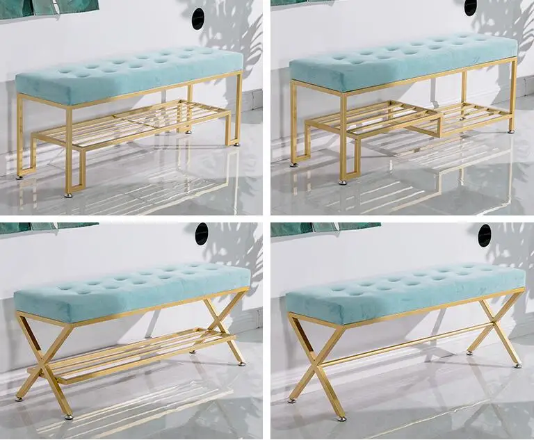 Nordic living room bench fashion shop shoes stool shoe store iron bench