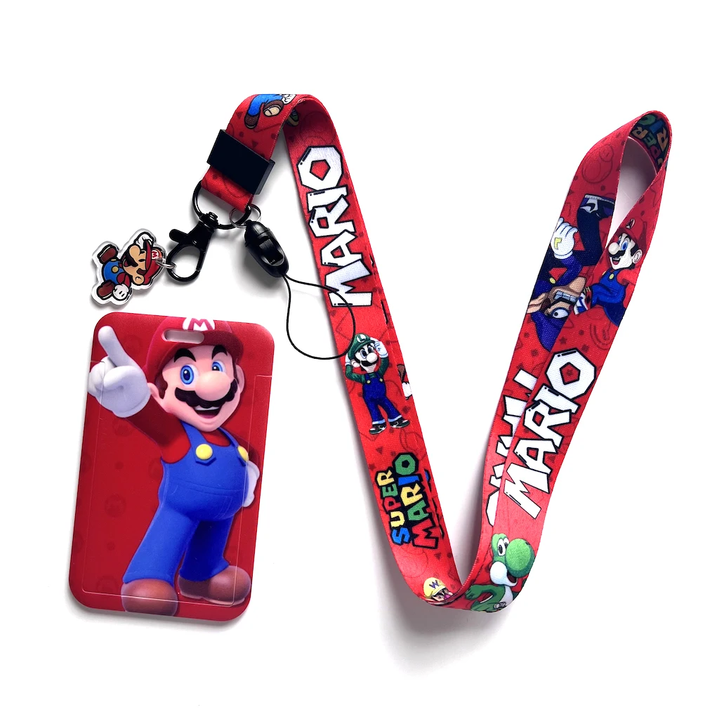 DNC personalized design sublimation cartoon mario bus card holder with lanyard ID card badge holder lanyards