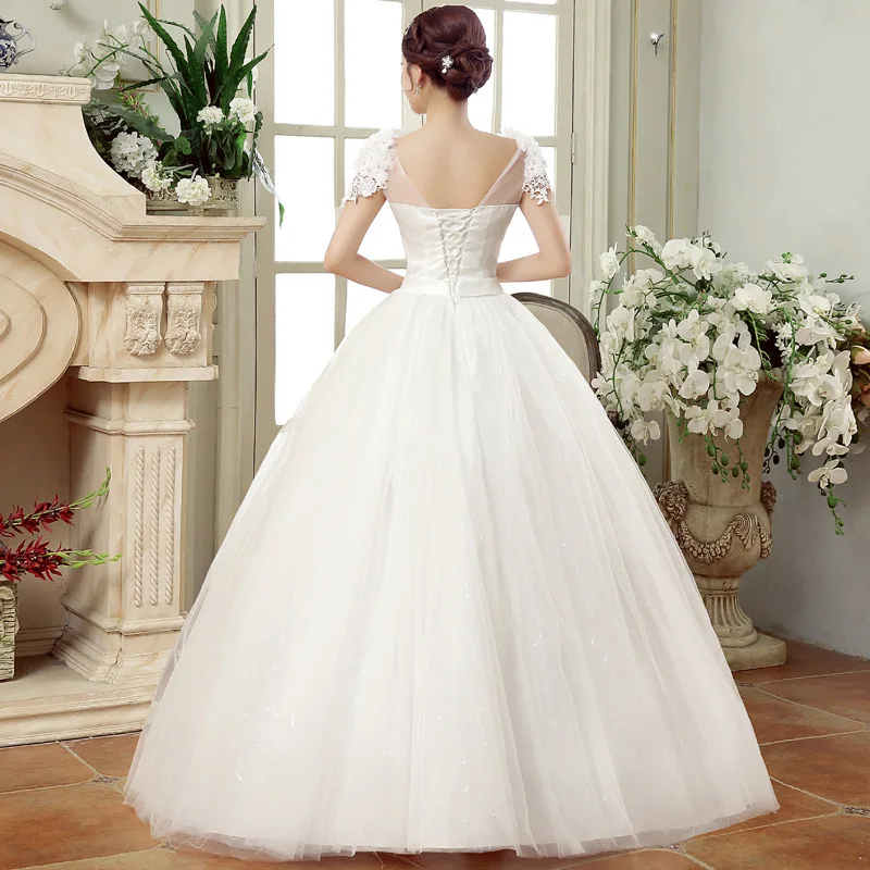 2022 spring new large size knot wedding dress slim and slim shoulders fat lace flower one-shoulder female