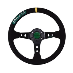 350mm Car Racing Drift Sport Steering Wheel Suede Leather Deep Dish Bottom Boss Hub for Sparco