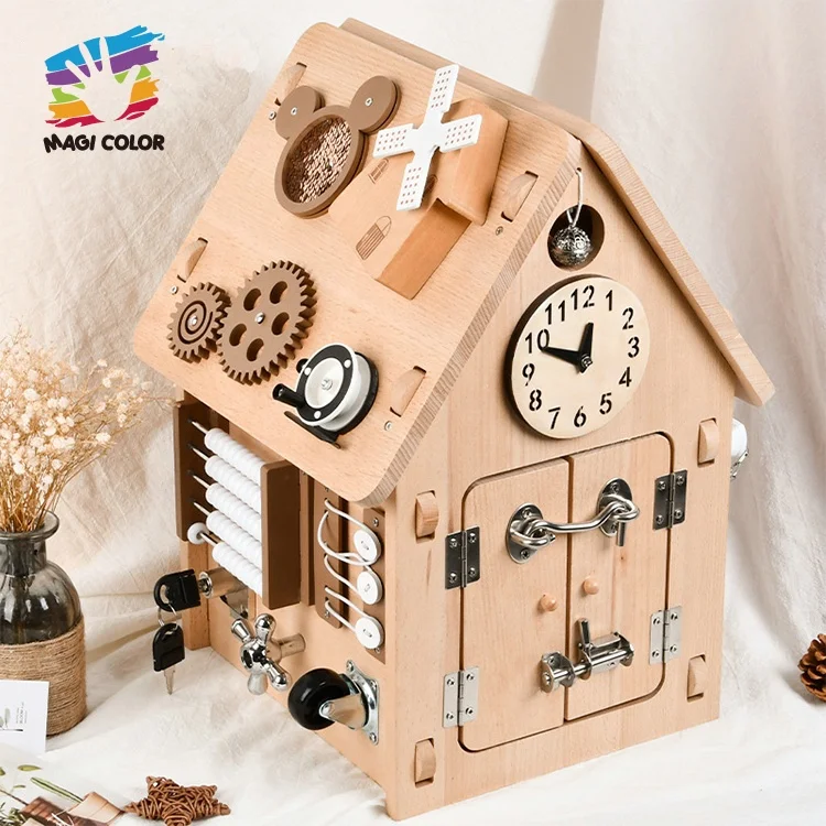 Baby wooden fidget toy Early Education Toys Baby Learning Busy Block & Busy Board wooden toys W12D329B