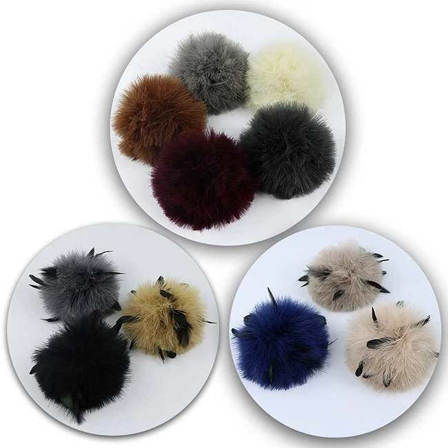 turkey Feather Made Fur PomPom Ball Feather Artificial Plume Pompoms Detachable Multicoloured Real feather Pompom