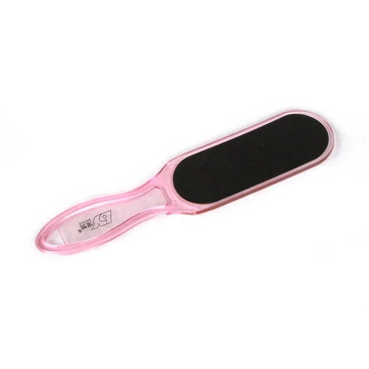 Wholesale top quality professional double sided plastic pedicure sandpaper curved handle foot file