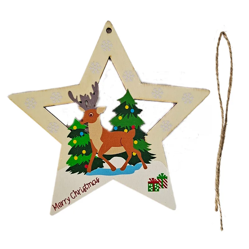 Wooden Christmas Small pendulum ornaments Laser Festival Gifts Home wood chip accessories painted wood crafts
