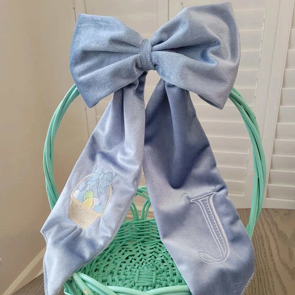 Door Decoration Easter Bunny Bucket Basket Bow Blanks Sublimation Velvet Wreath Sashes