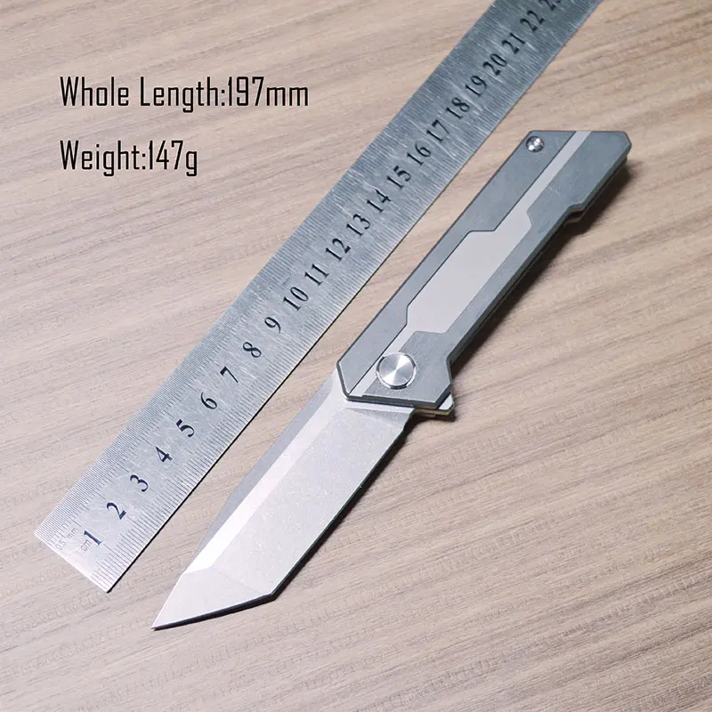 Tactical Folding Pocket GR5 titanium  Knife for men 14C28N Stainless Steel Blade Frame Lock EDC Camping Knives Belt Clip Carry