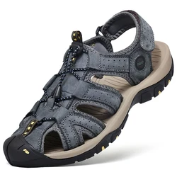 Lightweight Flex-resistant And Non-slip Leather Summer Flat Sandals For Men