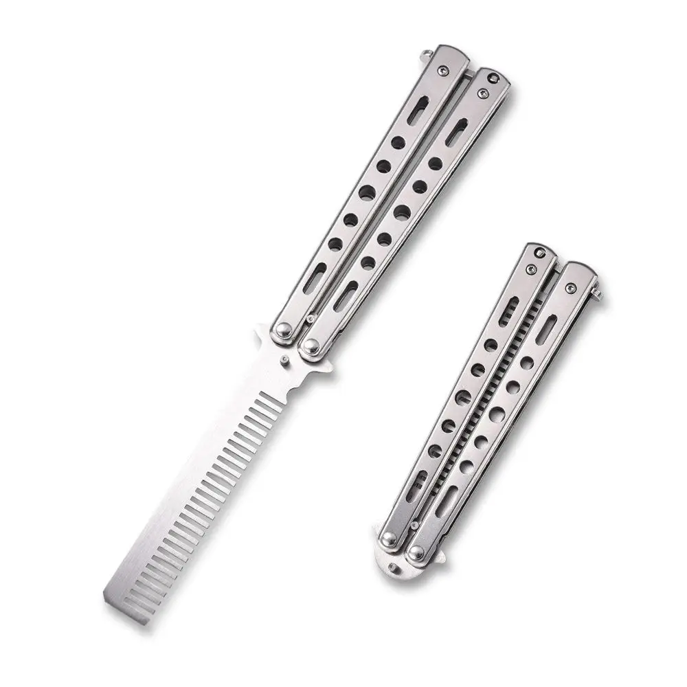 Beginner Portable Practice Training Stainless Steel  Folding Knife With  Bounce-back Safety Comb Knife