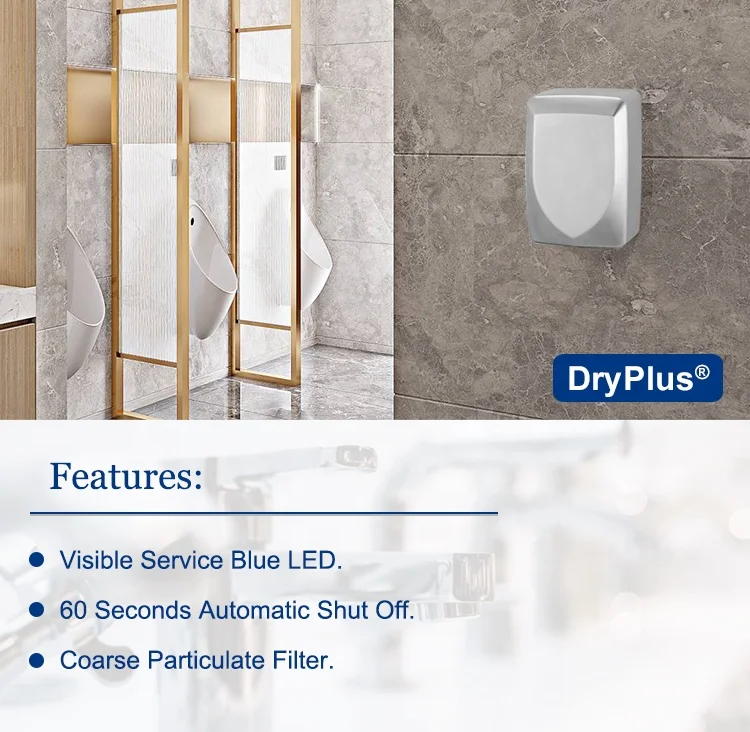 China Supply Wall Type No Touch Black Toilet Automatic Hand Dryers With UV Light