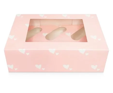 Custom Cupcake Box with Window Party Favour Wedding Customized Cardboard   Coated Paper Mini Cup Cake Box