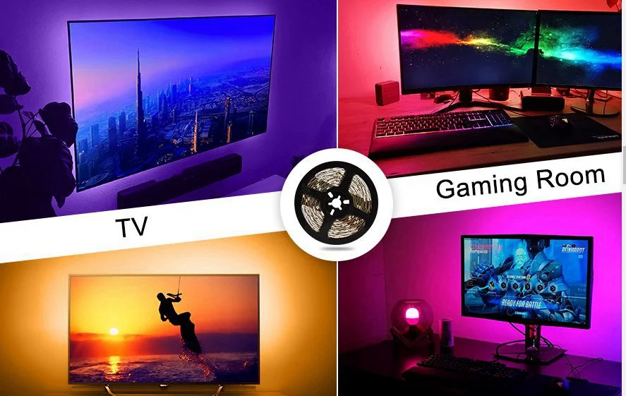 Светодиодная водонепроницаемая лента SMD 5050 с пультом дистанционного управления 30 светодиодов/м rgb USB подсветка телевизора