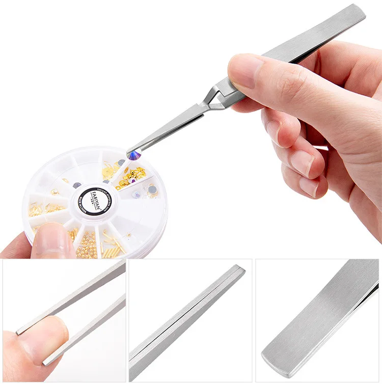 Stainless Steel Straight Curved Nail Art Shaping Tweezers Pinching Cuticle Remover Shaping Clip Tweezers