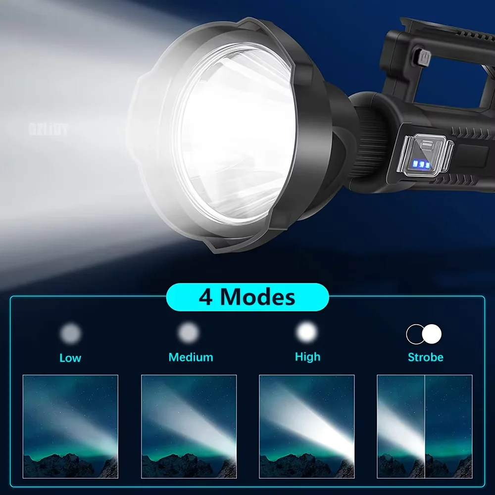 High power waterproof Torch Waterproof Fishing Lantern USB Rechargeable Spotlight Searchlight Lamp LED Flashlights