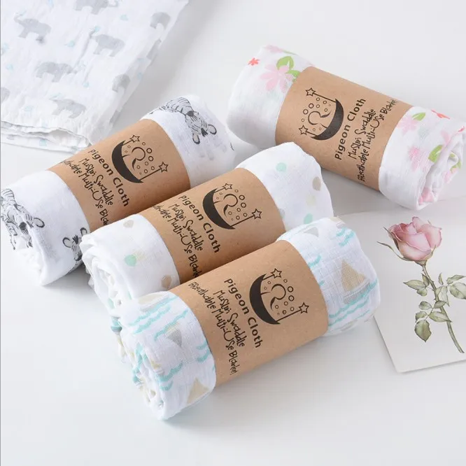 customization hot selling 2023 Custom Organic Muslin Swaddle Bamboo Cotton Fabric Blanket Muslim  Blankets for babies
