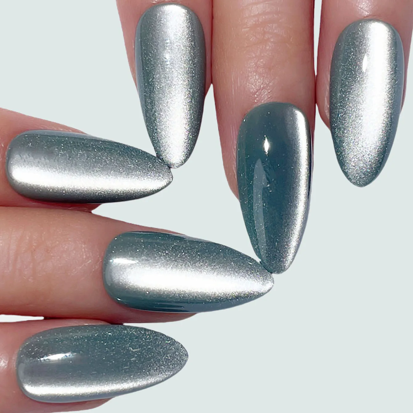 Ongleries Press On Nails Cat Eye Custom Logo Packaging Box Long Almond Artificial Nail Reusable Acrylic False Fingernail Tips