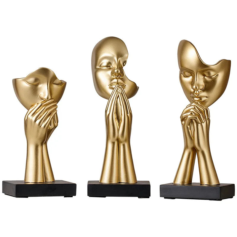 Custom home decor factory creative handicrafts polyresin abstract figure statue epoxy resin praying thinker figurine