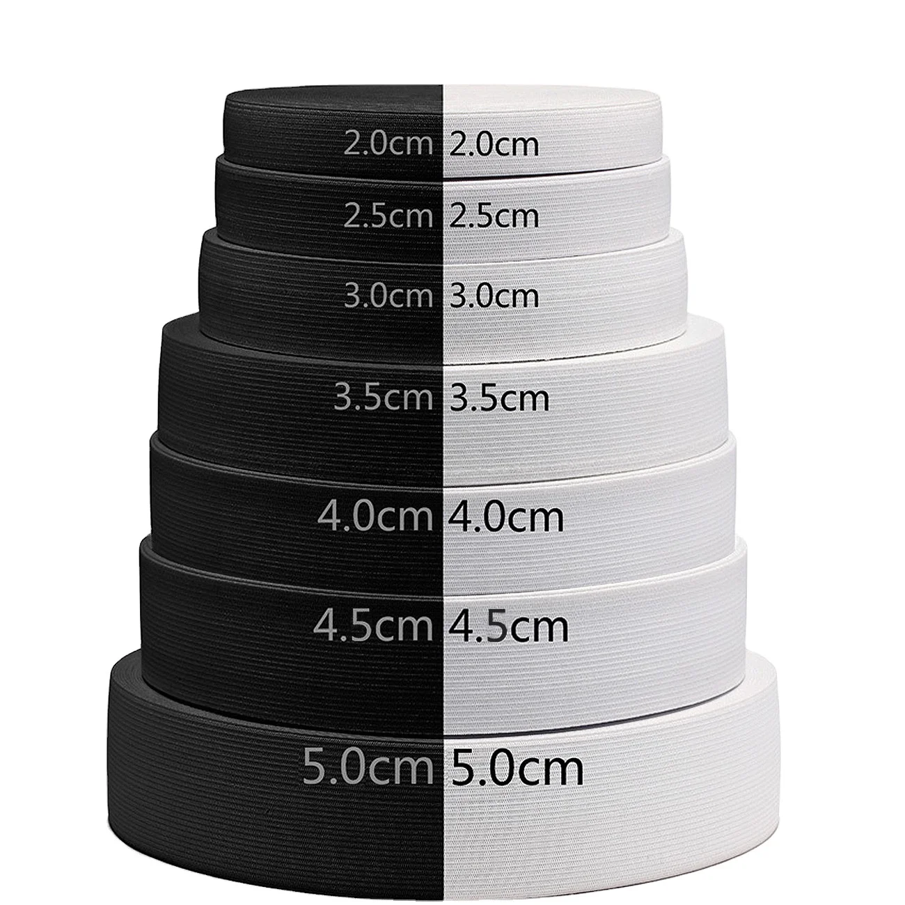 Width 1/1.5/ 2/2.5/3/4/5cm White/Black Colored Soft Knit Braided Elastic Web band For Sewing Garment Accessories