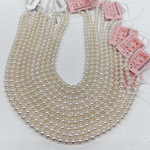 Japan CLASSIC Silver 925 Clasp Good Luster Natural Seawater Pearl Beaded Necklace Jewelry