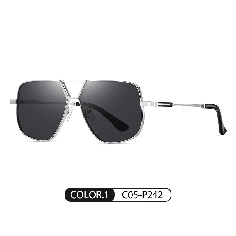 2024 double bridge polarized shades customized logo Fancy Square metal mens sunglasses