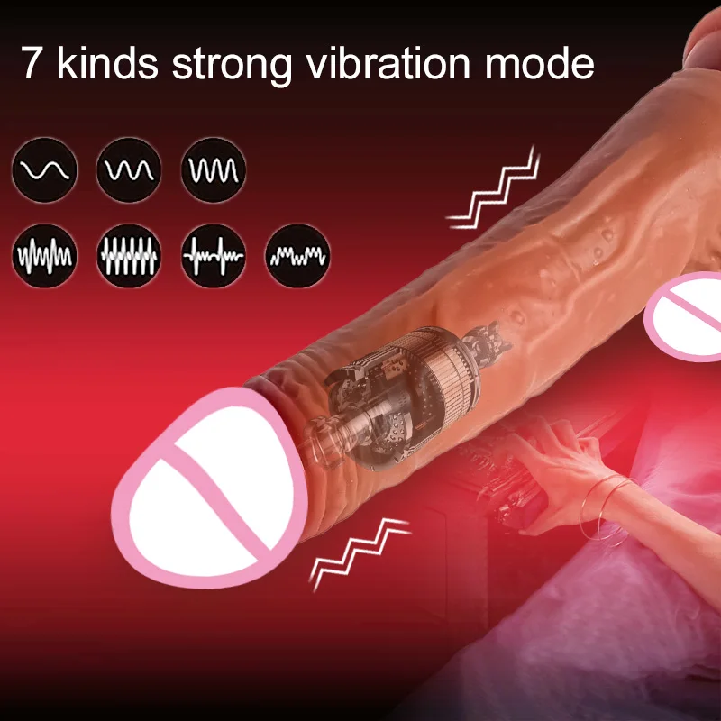 Super Realistic Silicone Dildo Strong Telescopic Heating Vibrator For Women G spot Massager Big Dick Penis Adult Sex Erotic Toy