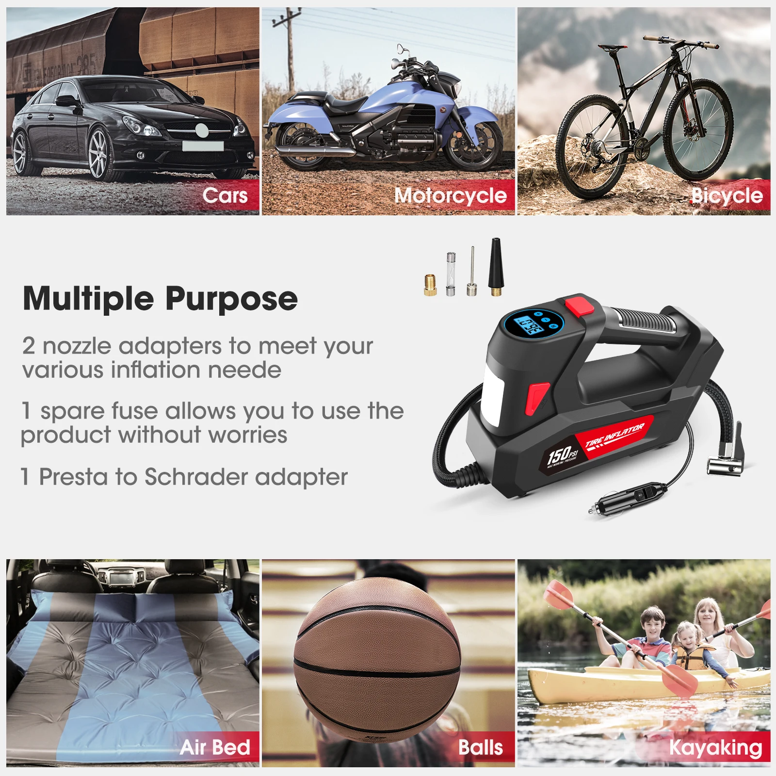 Hot Hand-hold Portable Product Air Compressor Inflator Design Pump 150psi Portable Inflatable