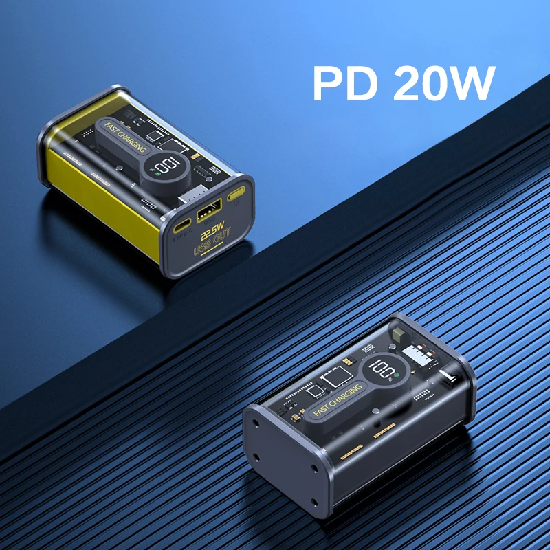 2023 New Transparent Outdoor Portable Magnetic Wireless Charging Power Banks 10000Mah 20000Mah Power Bank