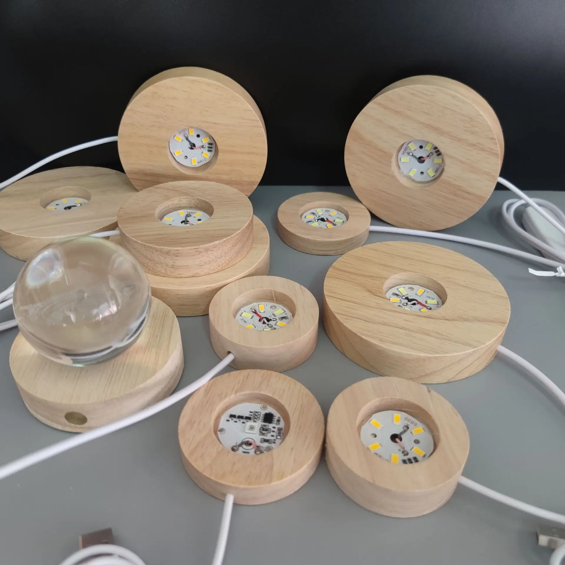 OEM USB Cable Touch switch Led Wood base Remote Control ABS Night Lamp acrylic wooden base lamp led 3d night light base
